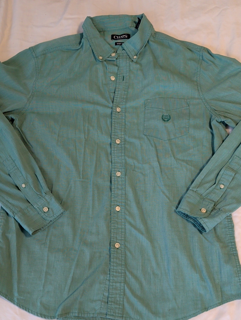 Chaps Men's Button-Down Shirt in Light Green - Easy Care - Size Large